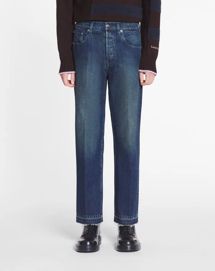 Men Lanvin Pants and Shorts Straight 5pocket Denim Pants Medium Blue Men Lanvin Pants and Shorts Straight 5pocket Denim Pants Medium Blue