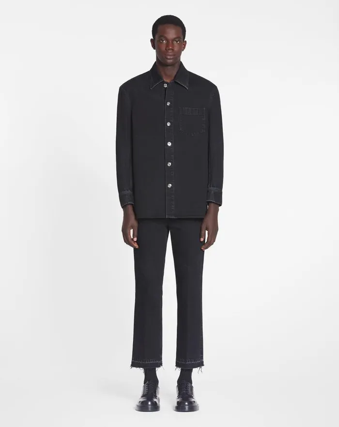 Men Lanvin Pants and Shorts Straight Denim Pants Black Men Lanvin Pants and Shorts Straight Denim Pants Black