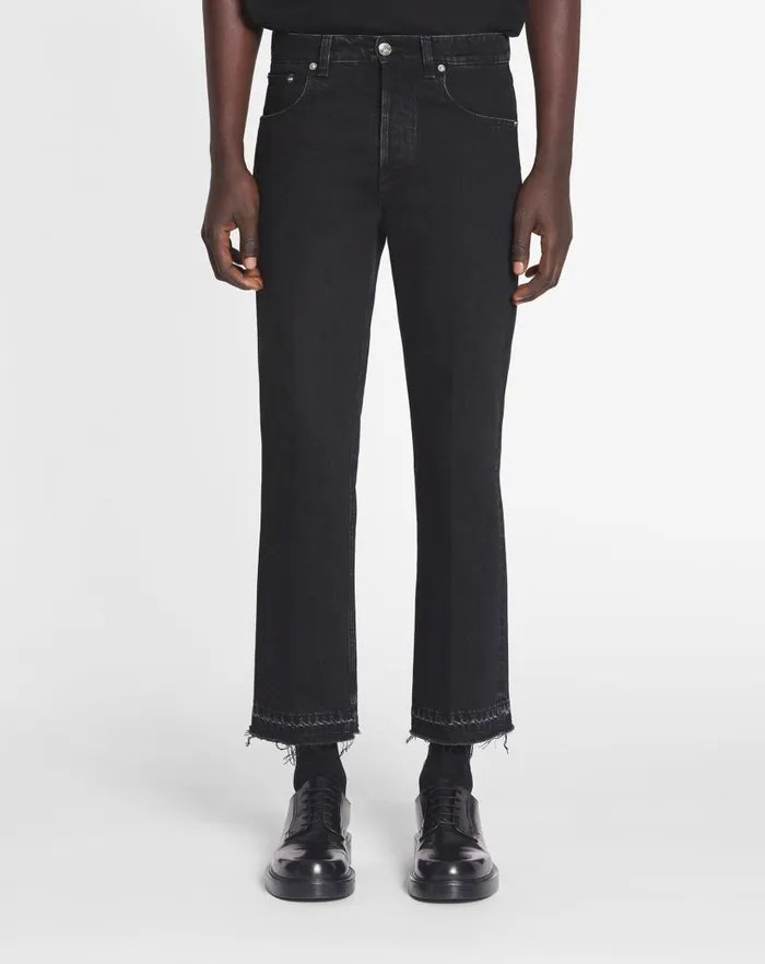 Men Lanvin Pants and Shorts Straight Denim Pants Black Men Lanvin Pants and Shorts Straight Denim Pants Black