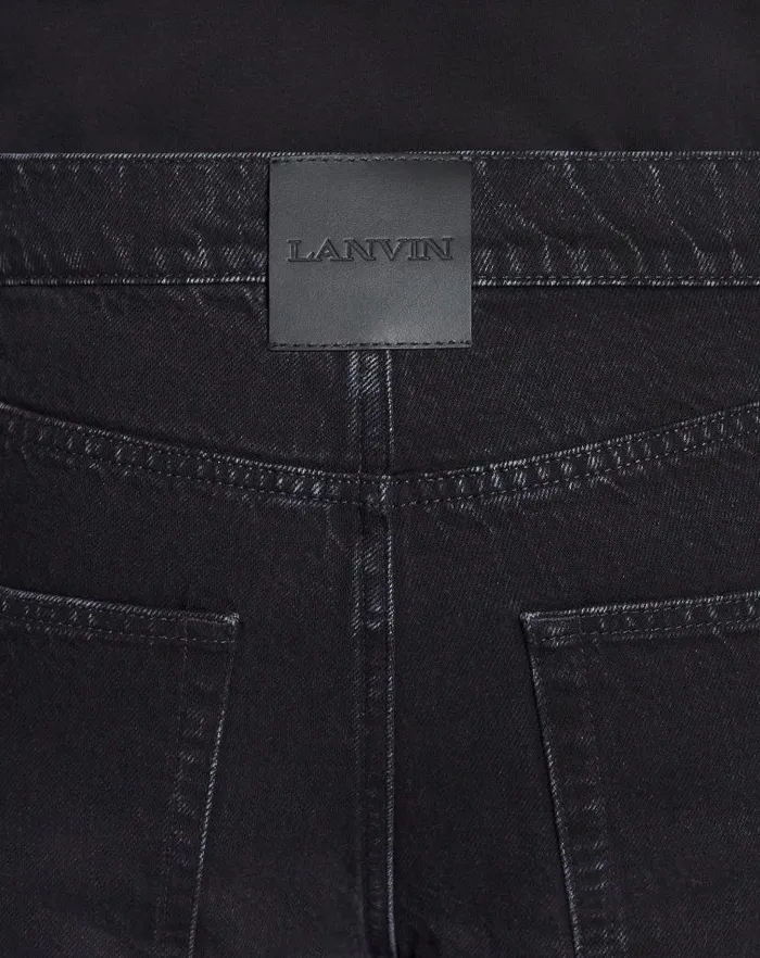 Men Lanvin Pants and Shorts Straight Denim Pants Black Men Lanvin Pants and Shorts Straight Denim Pants Black