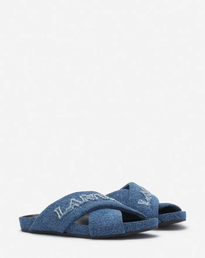 Men Lanvin Sandals Lanvin Tinkle Sandals In Denim Denim Blue Men Lanvin Sandals Lanvin Tinkle Sandals In Denim Denim Blue