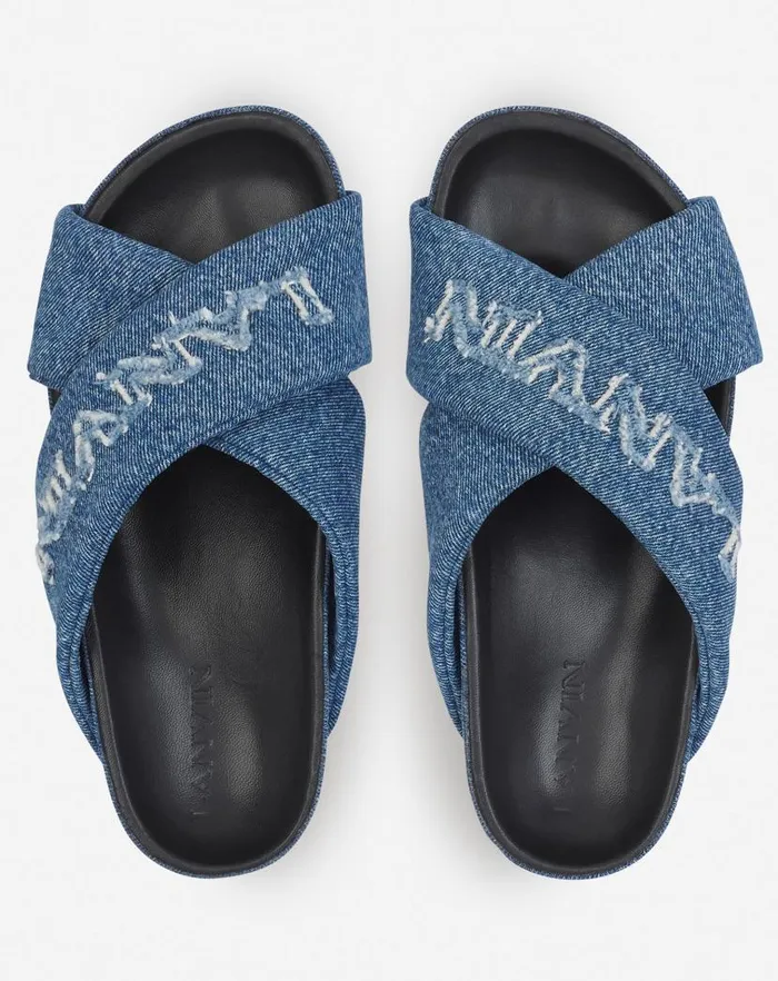 Men Lanvin Sandals Lanvin Tinkle Sandals In Denim Denim Blue Men Lanvin Sandals Lanvin Tinkle Sandals In Denim Denim Blue