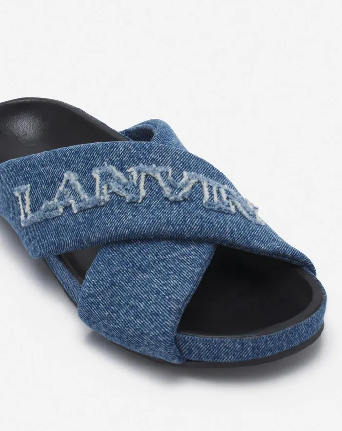 Men Lanvin Sandals Lanvin Tinkle Sandals In Denim Denim Blue Men Lanvin Sandals Lanvin Tinkle Sandals In Denim Denim Blue