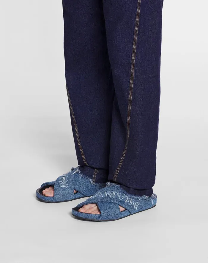 Men Lanvin Sandals Lanvin Tinkle Sandals In Denim Denim Blue Men Lanvin Sandals Lanvin Tinkle Sandals In Denim Denim Blue