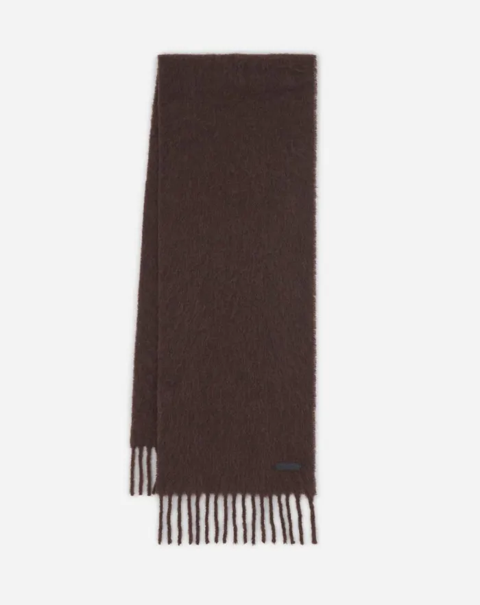 Men Lanvin Scarves Lanvin Fringed Scarf In Wool Dark Brown
