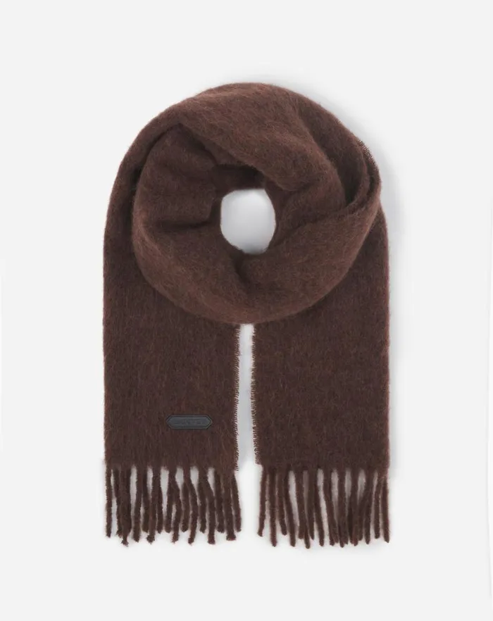 Men Lanvin Scarves Lanvin Fringed Scarf In Wool Dark Brown Men Lanvin Scarves Lanvin Fringed Scarf In Wool Dark Brown
