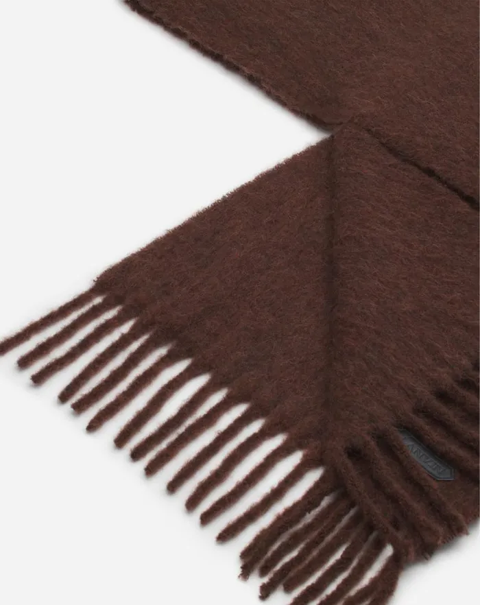 Men Lanvin Scarves Lanvin Fringed Scarf In Wool Dark Brown Men Lanvin Scarves Lanvin Fringed Scarf In Wool Dark Brown