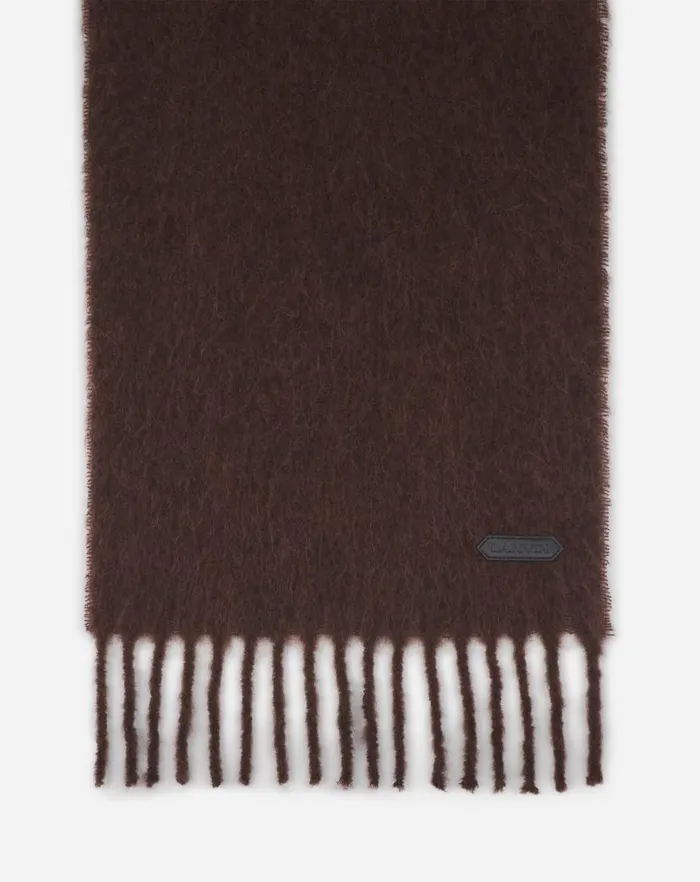 Men Lanvin Scarves Lanvin Fringed Scarf In Wool Dark Brown Men Lanvin Scarves Lanvin Fringed Scarf In Wool Dark Brown