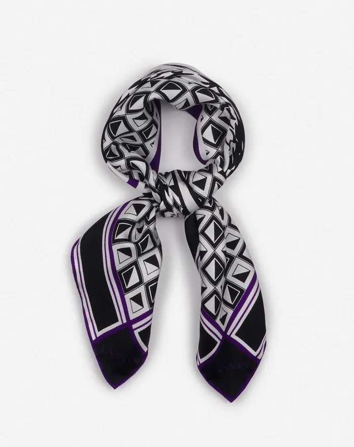 Men Lanvin Scarves Lanvin X Future Scarf Eagle Print And Silk Triangles Blackpurple Reign Men Lanvin Scarves Lanvin X Future Scarf Eagle Print And Silk Triangles Blackpurple Reign