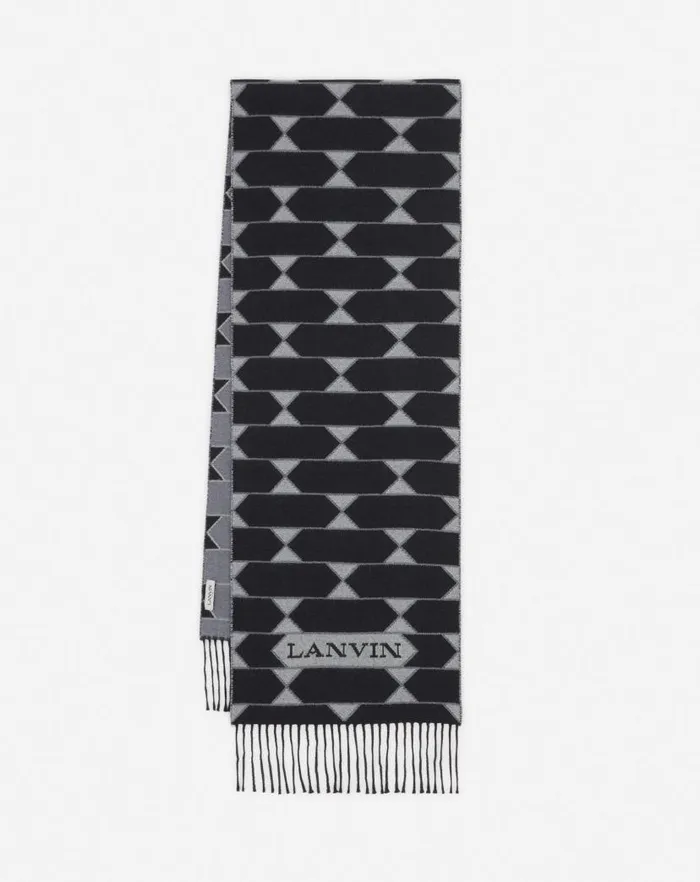 Men Lanvin Scarves Twotone Wool Scarf Blackwhite