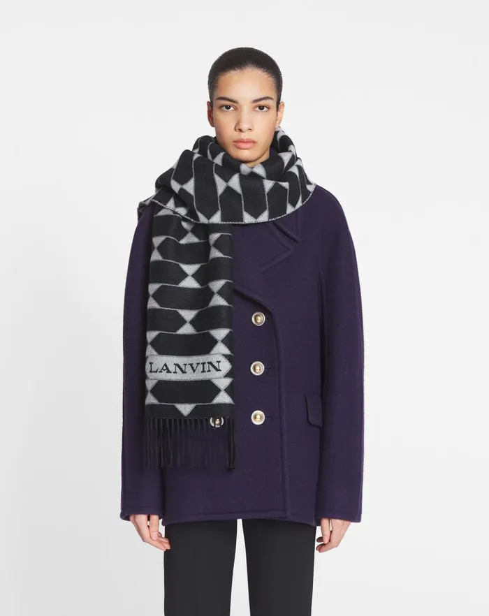 Men Lanvin Scarves Twotone Wool Scarf Blackwhite Men Lanvin Scarves Twotone Wool Scarf Blackwhite