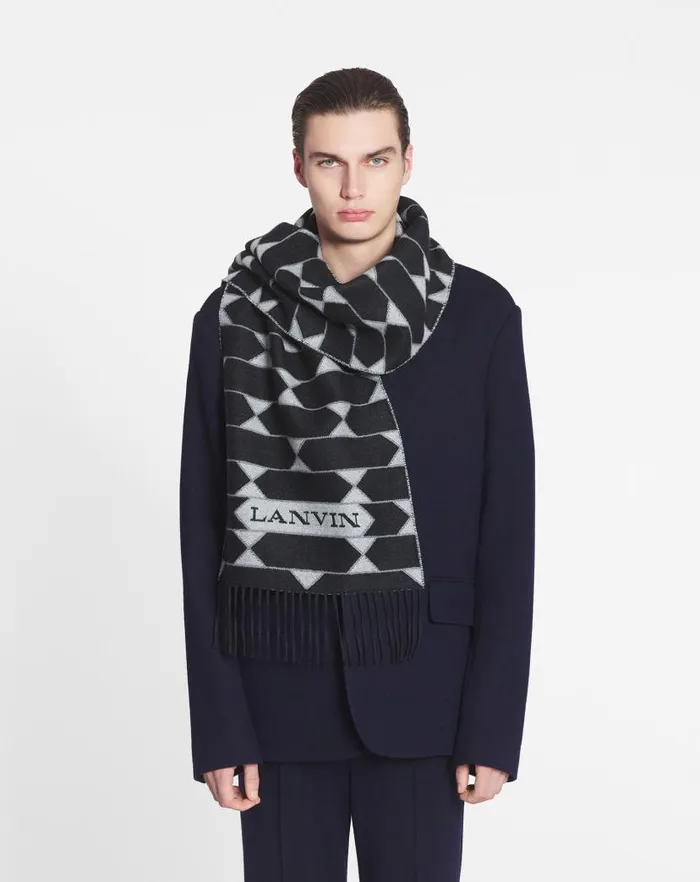 Men Lanvin Scarves Twotone Wool Scarf Blackwhite Men Lanvin Scarves Twotone Wool Scarf Blackwhite