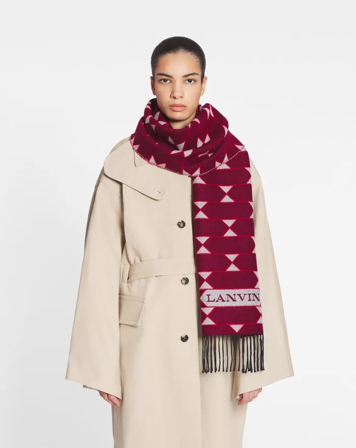 Men Lanvin Scarves Twotone Wool Scarf Light Beigered Men Lanvin Scarves Twotone Wool Scarf Light Beigered