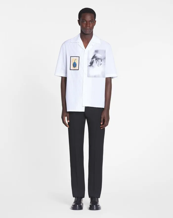 Men Lanvin Shirts Asymmetrical Shirt Archives Print Whiteblack Men Lanvin Shirts Asymmetrical Shirt Archives Print Whiteblack