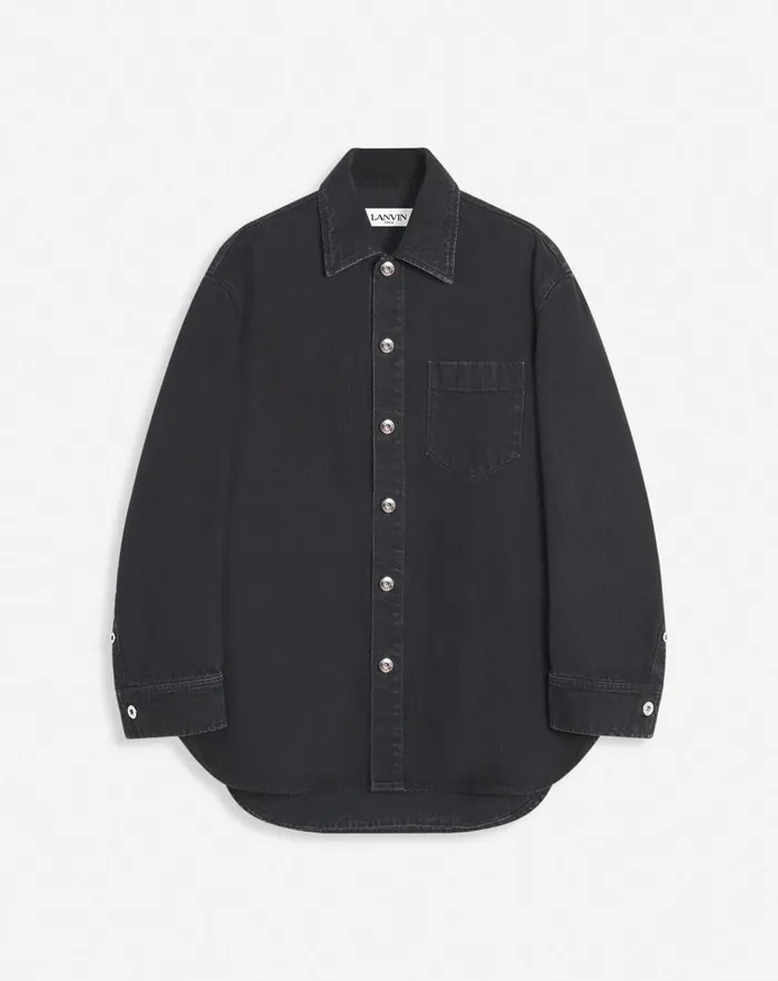Men Lanvin Shirts Cocoon Denim Overshirt Black