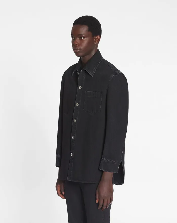 Men Lanvin Shirts Cocoon Denim Overshirt Black