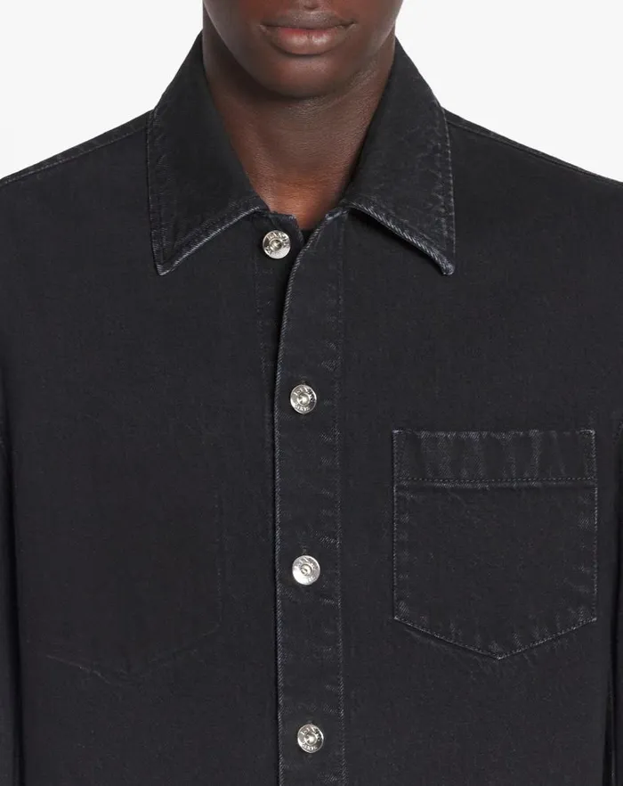 Men Lanvin Shirts Cocoon Denim Overshirt Black