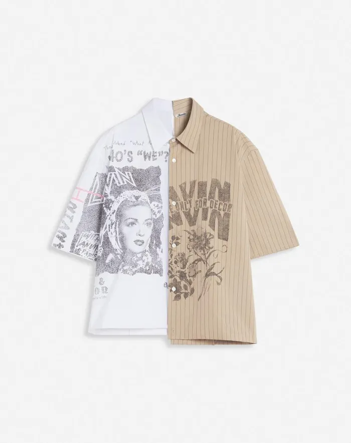 Men Lanvin Shirts Lanvin X Future Asymmetrical Printed Shirt Off White