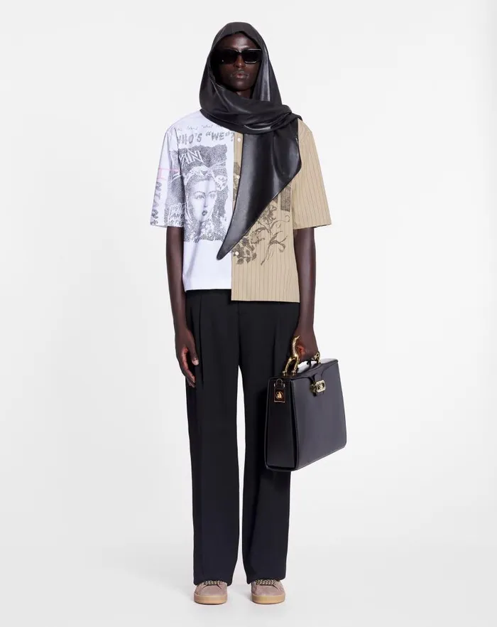 Men Lanvin Shirts Lanvin X Future Asymmetrical Printed Shirt Off White Men Lanvin Shirts Lanvin X Future Asymmetrical Printed Shirt Off White