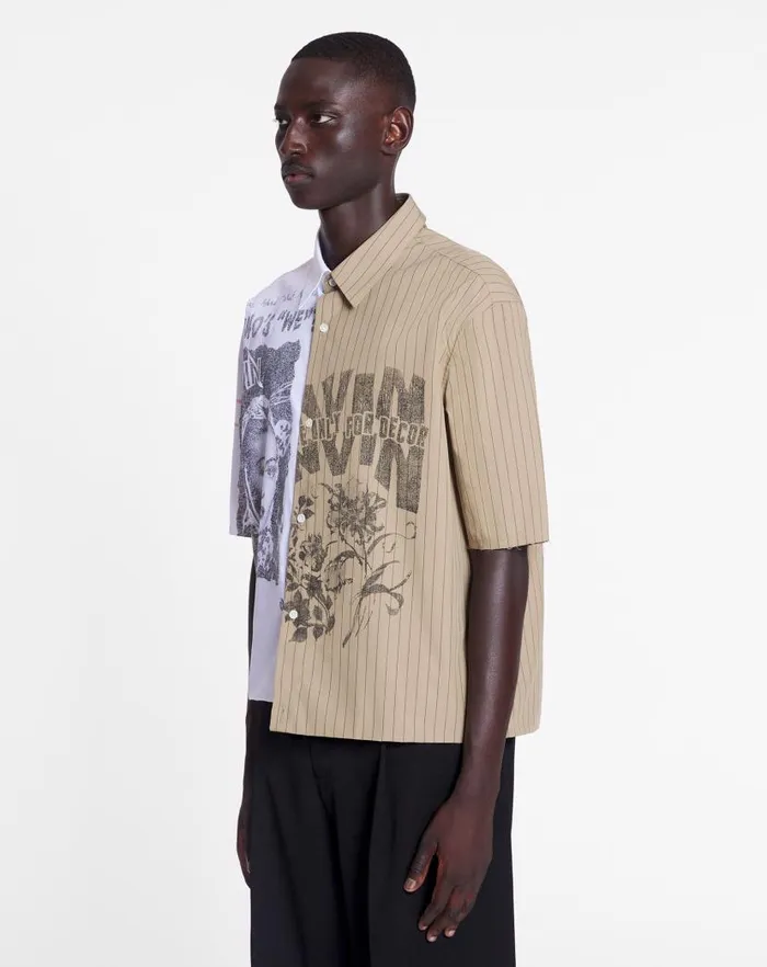 Men Lanvin Shirts Lanvin X Future Asymmetrical Printed Shirt Off White Men Lanvin Shirts Lanvin X Future Asymmetrical Printed Shirt Off White