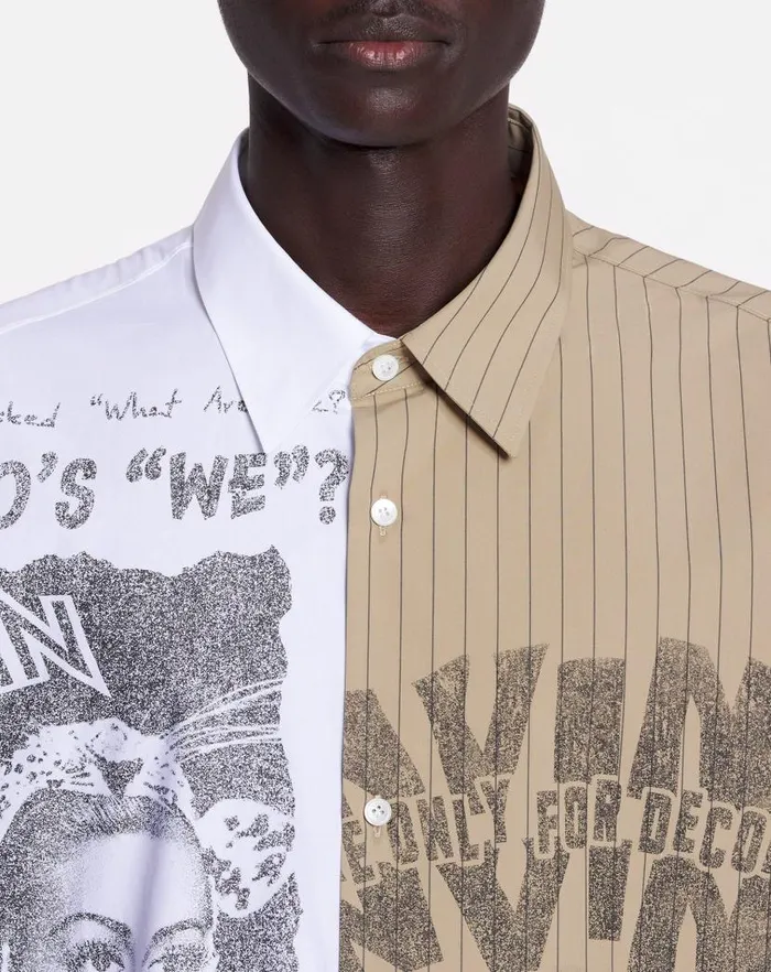 Men Lanvin Shirts Lanvin X Future Asymmetrical Printed Shirt Off White Men Lanvin Shirts Lanvin X Future Asymmetrical Printed Shirt Off White