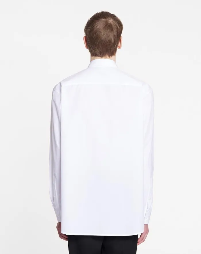 Men Lanvin Shirts Loosefit Studded Bib Shirt Optic White Men Lanvin Shirts Loosefit Studded Bib Shirt Optic White