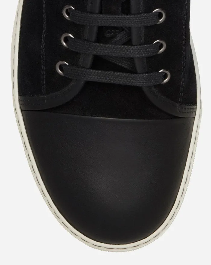 Men Lanvin Sneakers Dbb1 Leather And Suede Sneakers Black