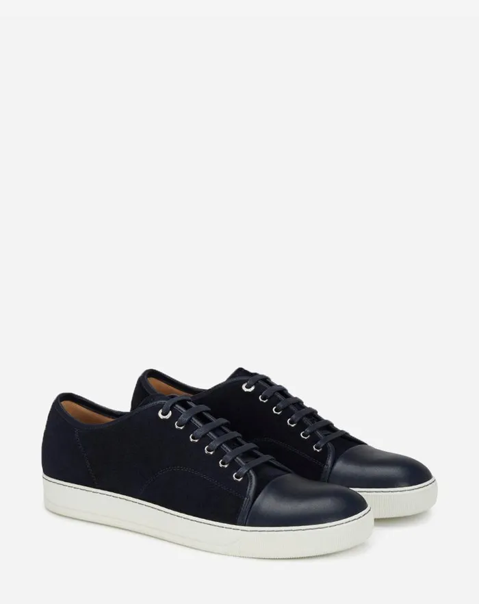 Men Lanvin Sneakers Dbb1 Leather And Suede Sneakers Navy Blue Men Lanvin Sneakers Dbb1 Leather And Suede Sneakers Navy Blue