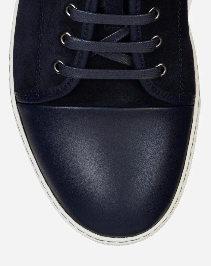 Men Lanvin Sneakers Dbb1 Leather And Suede Sneakers Navy Blue Men Lanvin Sneakers Dbb1 Leather And Suede Sneakers Navy Blue