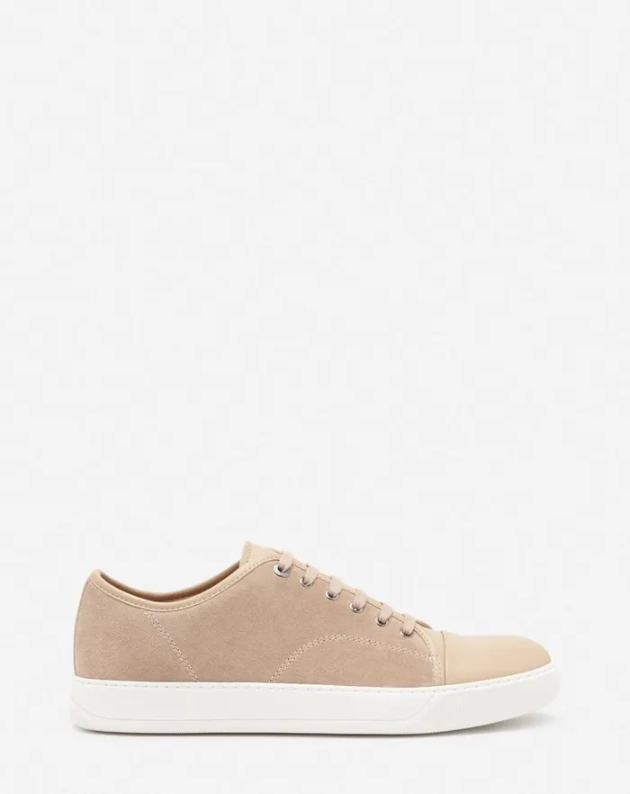 Men Lanvin Sneakers Dbb1 Leather And Suede Sneakers Taupe