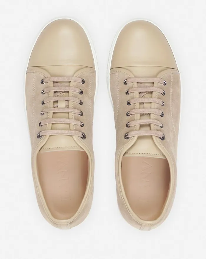 Men Lanvin Sneakers Dbb1 Leather And Suede Sneakers Taupe