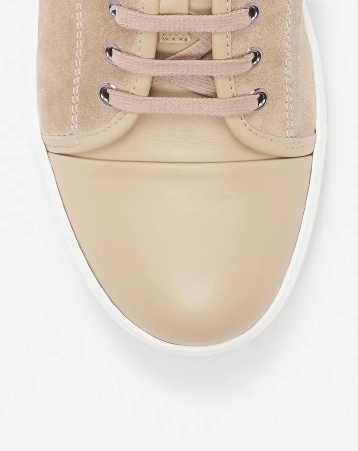 Men Lanvin Sneakers Dbb1 Leather And Suede Sneakers Taupe