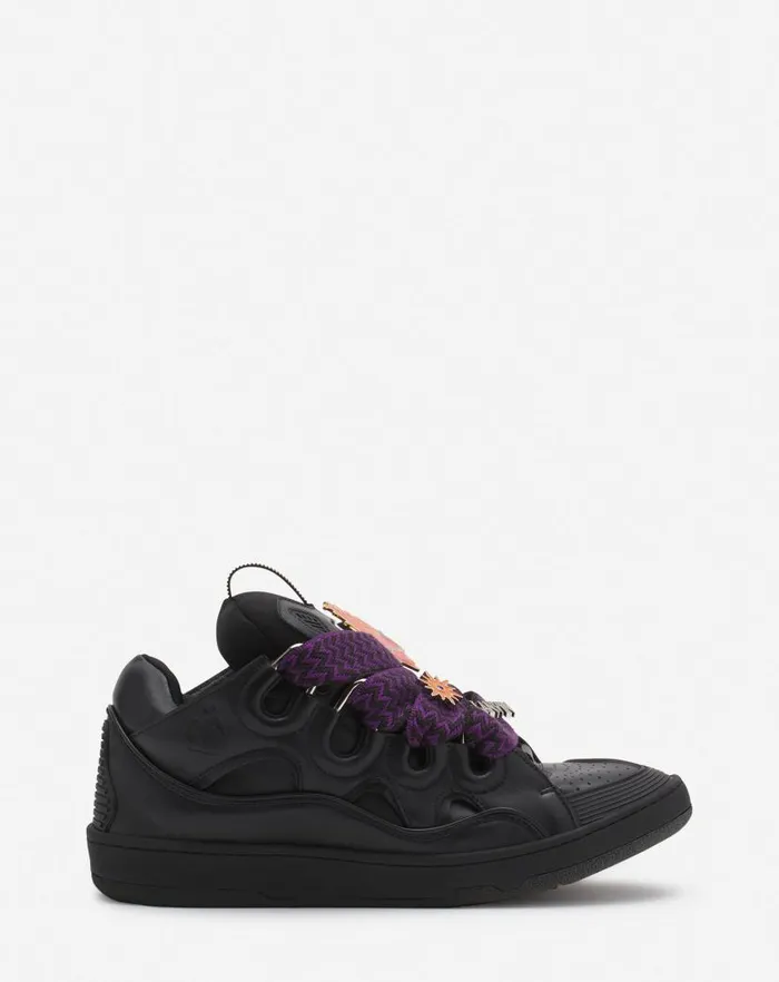 Men Lanvin Sneakers Lanvin X Future Curb 30 Leather Sneakers For Men Blackred