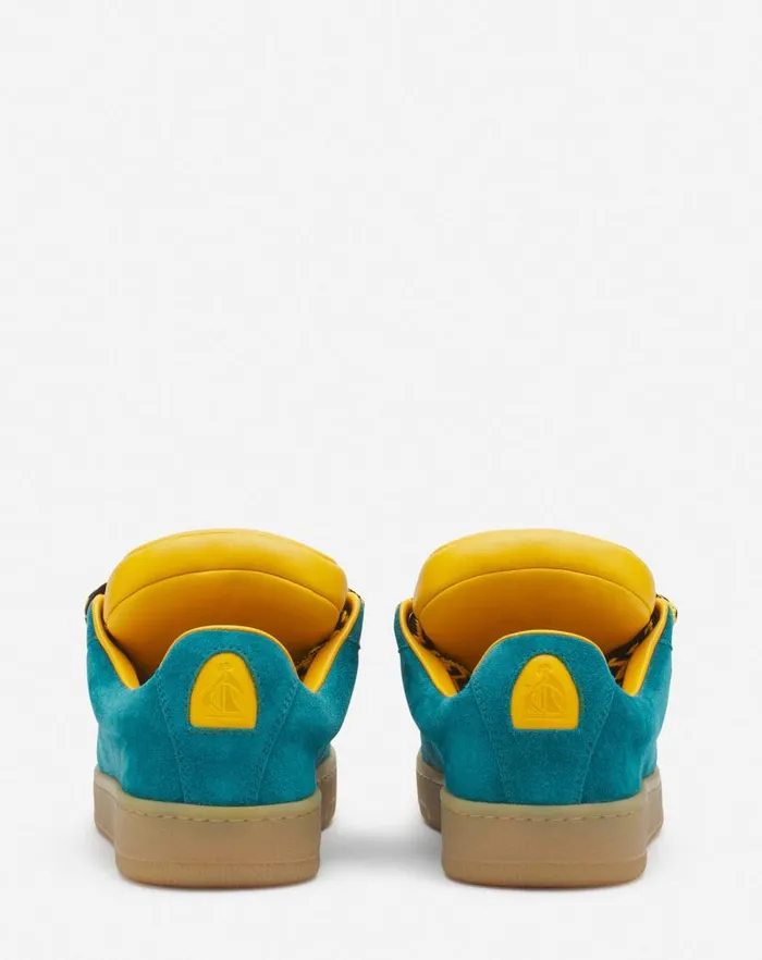 Men Lanvin Sneakers Lanvin X Future Hyper Curb Sneakers In Leather And Suede For Men Blueyellow Men Lanvin Sneakers Lanvin X Future Hyper Curb Sneakers In Leather And Suede For Men Blueyellow