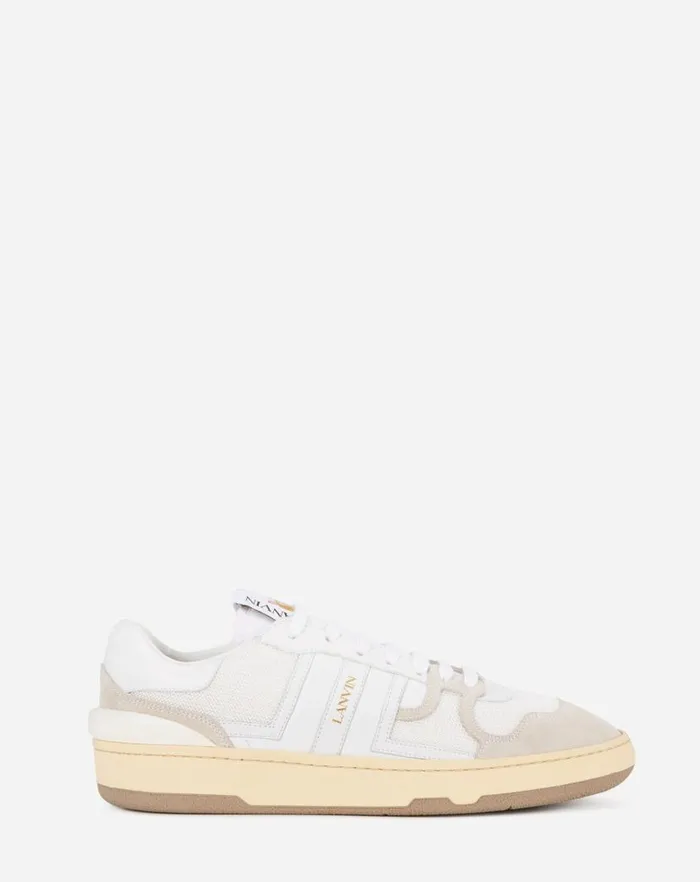 Men Lanvin Sneakers Leather Clay Lowtop Sneakers White