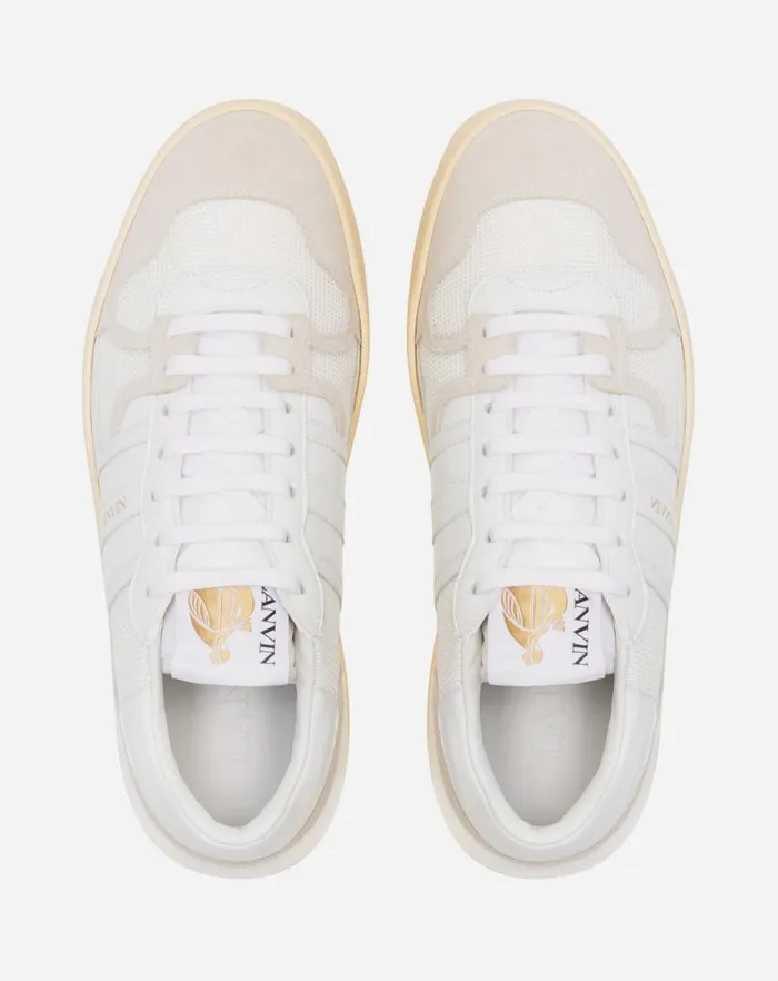 Men Lanvin Sneakers Leather Clay Lowtop Sneakers White