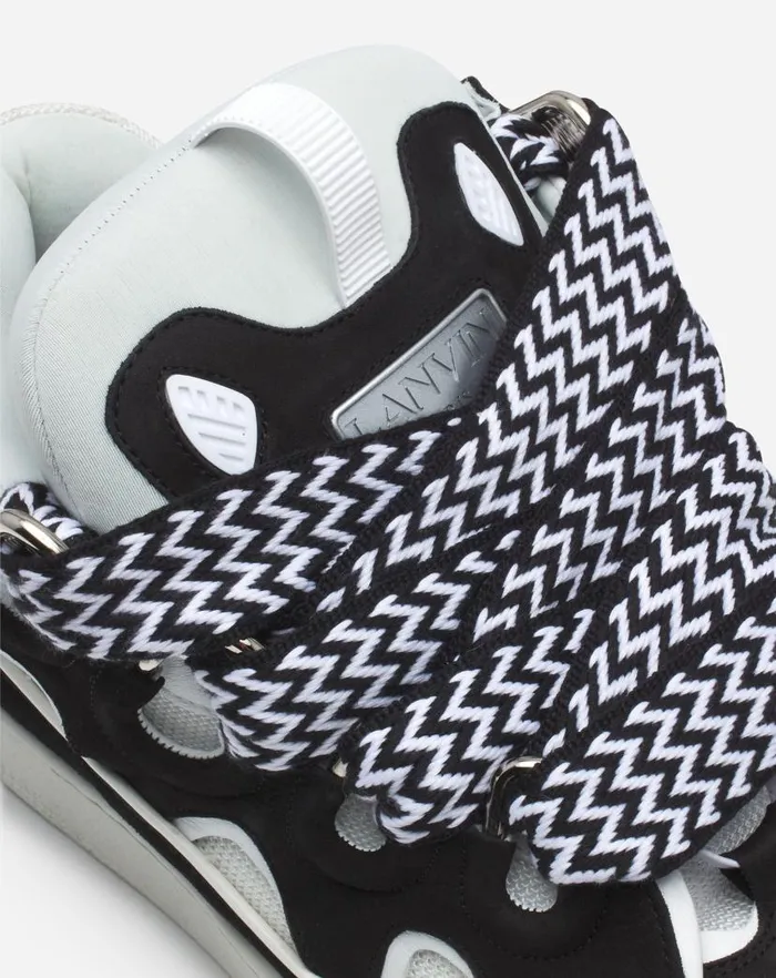 Men Lanvin Sneakers Leather Curb Sneakers Blackwhite