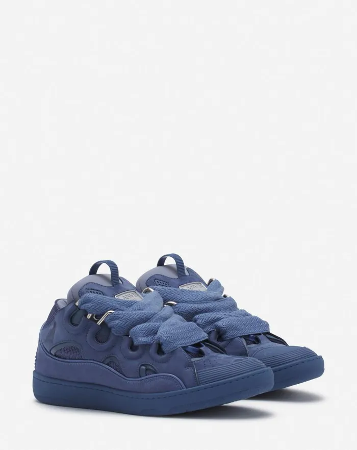 Men Lanvin Sneakers Leather Curb Sneakers Cornflower Men Lanvin Sneakers Leather Curb Sneakers Cornflower