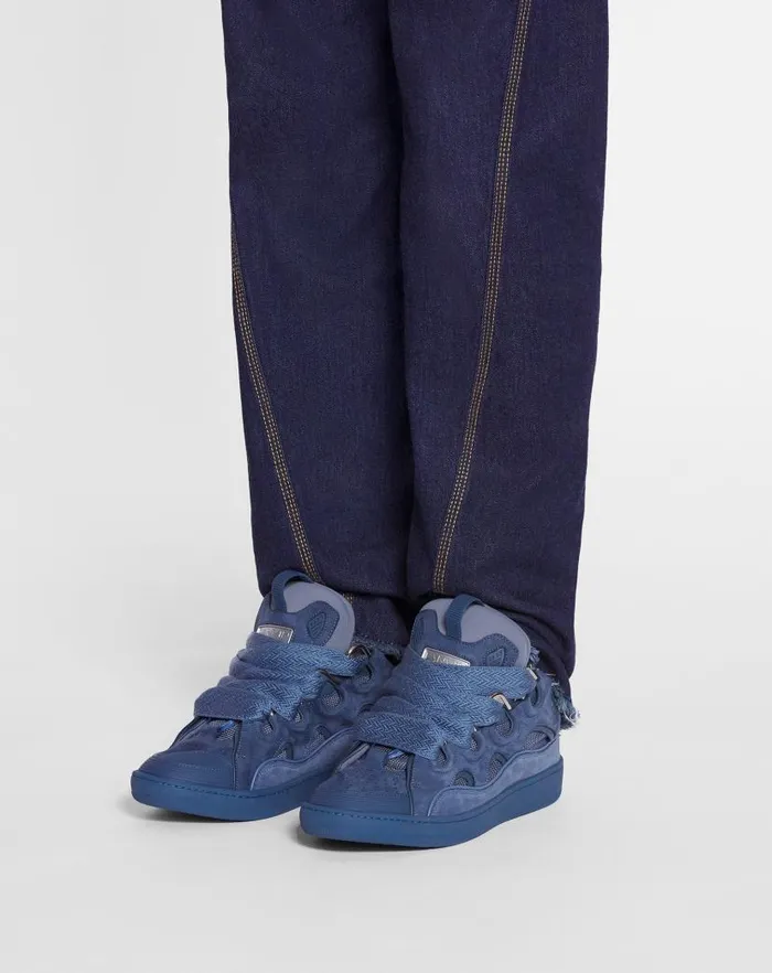 Men Lanvin Sneakers Leather Curb Sneakers Cornflower Men Lanvin Sneakers Leather Curb Sneakers Cornflower