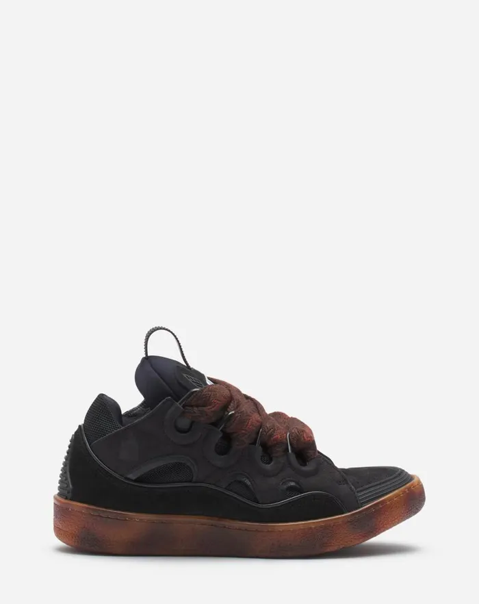 Men Lanvin Sneakers Leather Curb Sneakers Dark Brownbrown