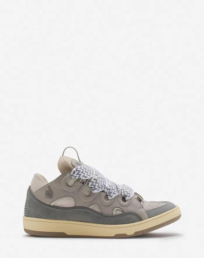 Men Lanvin Sneakers Leather Curb Sneakers Grey 2