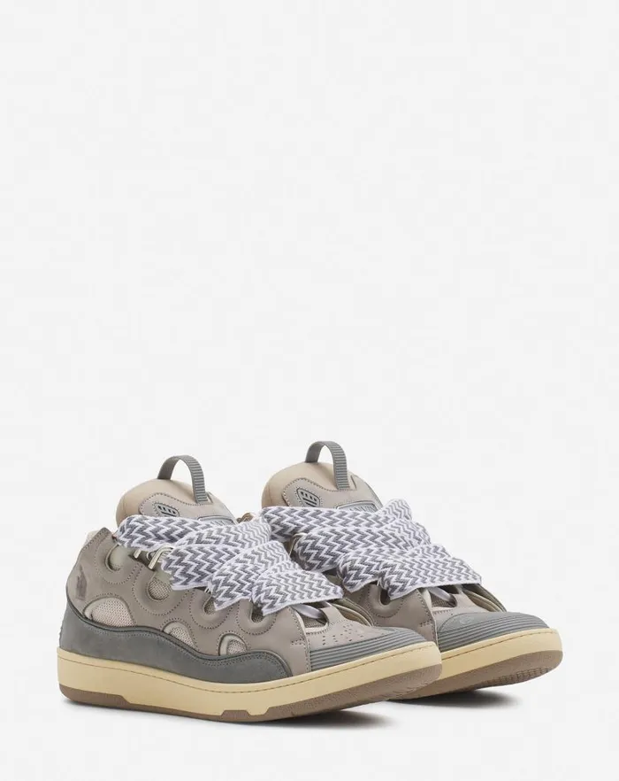 Men Lanvin Sneakers Leather Curb Sneakers Grey 2 Men Lanvin Sneakers Leather Curb Sneakers Grey 2