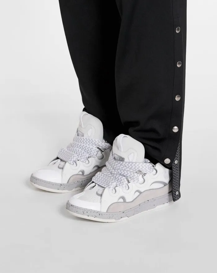 Men Lanvin Sneakers Leather Curb Sneakers Greywhite