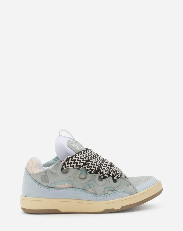 Men Lanvin Sneakers Leather Curb Sneakers Light Blue