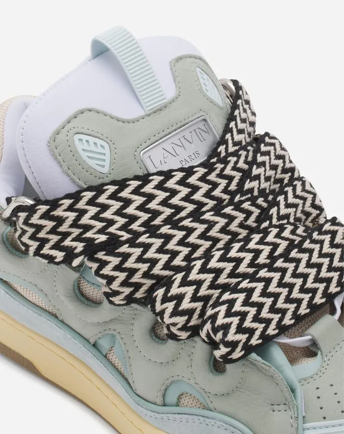 Men Lanvin Sneakers Leather Curb Sneakers Light Blue Men Lanvin Sneakers Leather Curb Sneakers Light Blue