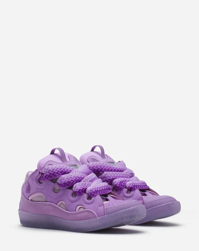 Men Lanvin Sneakers Leather Curb Sneakers Lilac