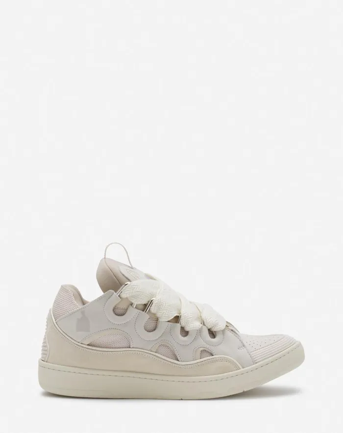 Men Lanvin Sneakers Leather Curb Sneakers Peach