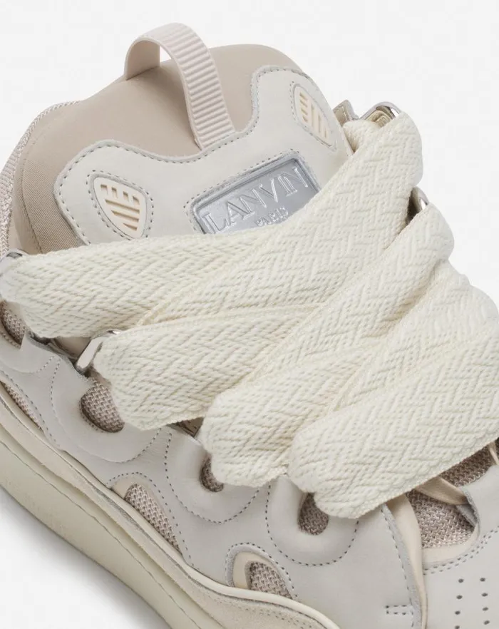 Men Lanvin Sneakers Leather Curb Sneakers Peach