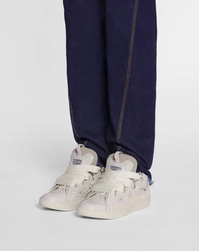 Men Lanvin Sneakers Leather Curb Sneakers Peach