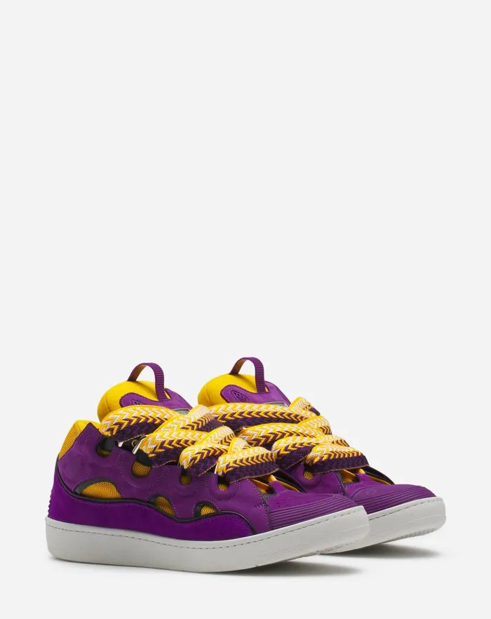 Men Lanvin Sneakers Leather Curb Sneakers Purpleyellow Men Lanvin Sneakers Leather Curb Sneakers Purpleyellow